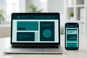Business website displayed on laptop and smartphone — Hulme Tech website development